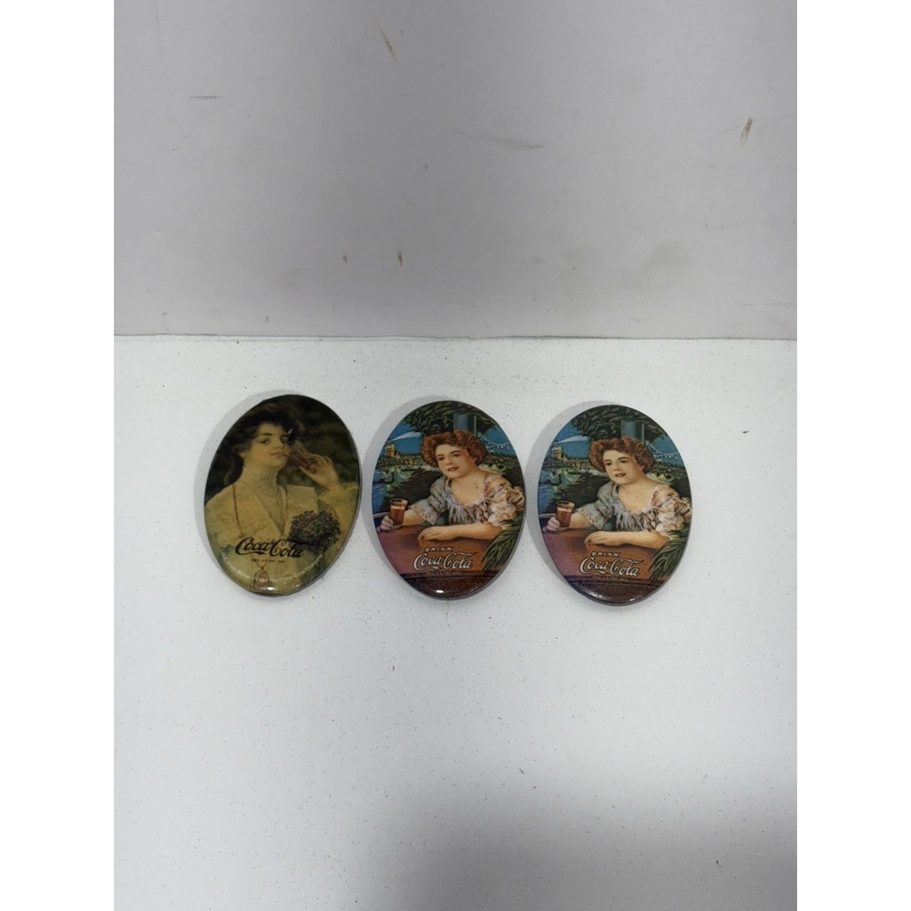 Vintage Lot of 3 COCA COLA Pocket Mirrors Mirror 70s Lady Coke Victorian 60's